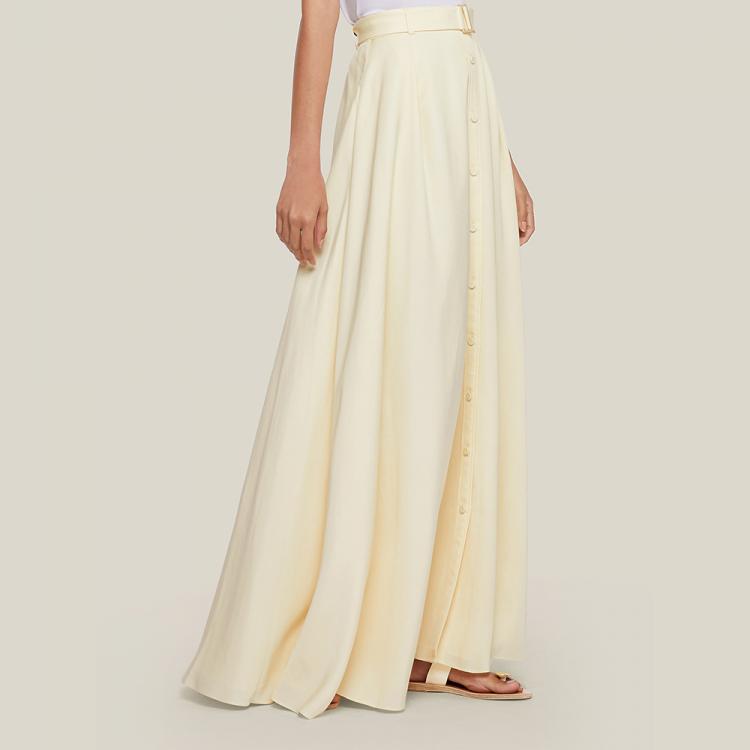 Pre Owned LAYEUR Cream Borden Button Down Maxi Skirt FR 34