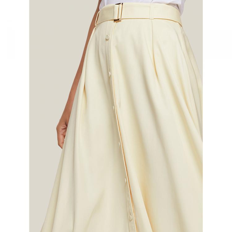Pre Owned LAYEUR Cream Borden Button Down Maxi Skirt FR 48