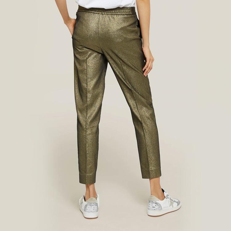 Pre Owned LAYEUR Gold Amos Metallic Cotton-Blend Trousers FR 46