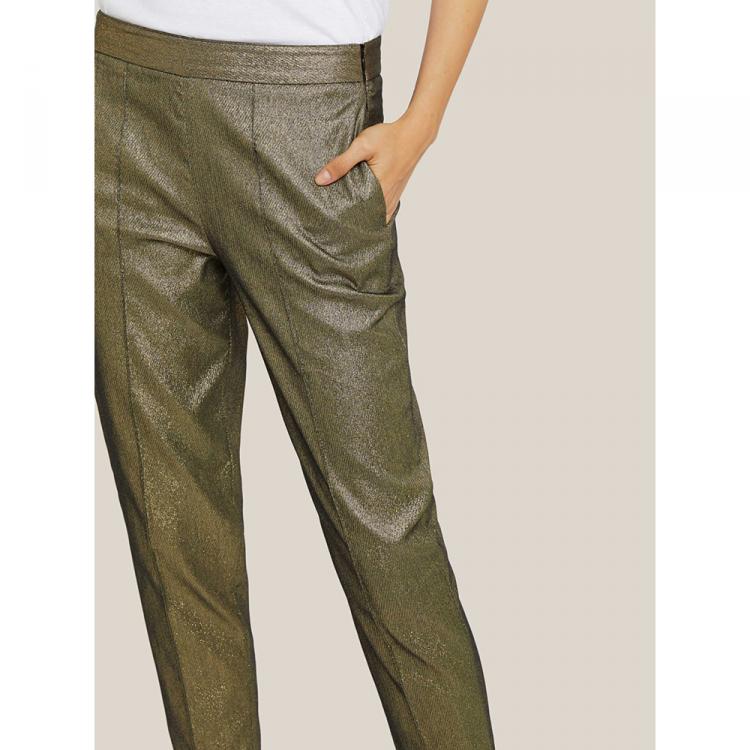 Pre Owned LAYEUR Gold Amos Metallic Cotton-Blend Trousers FR 46