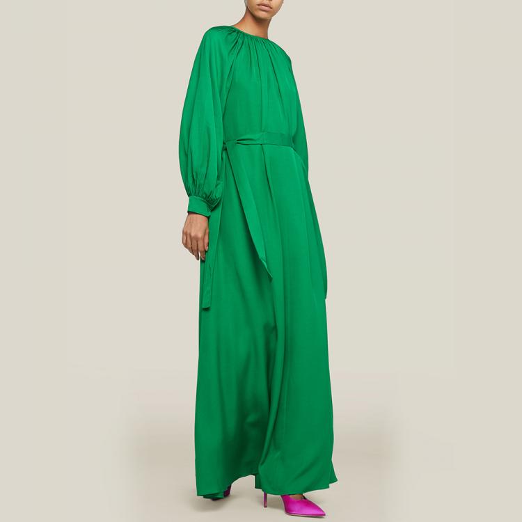 Pre Owned LAYEUR Green Borden Balloon Sleeve Poet Dress FR 34