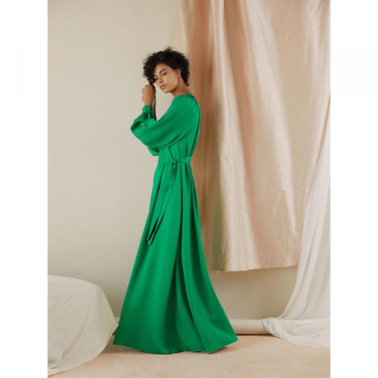 Pre Owned LAYEUR Green Borden Balloon Sleeve Poet Dress FR 42
