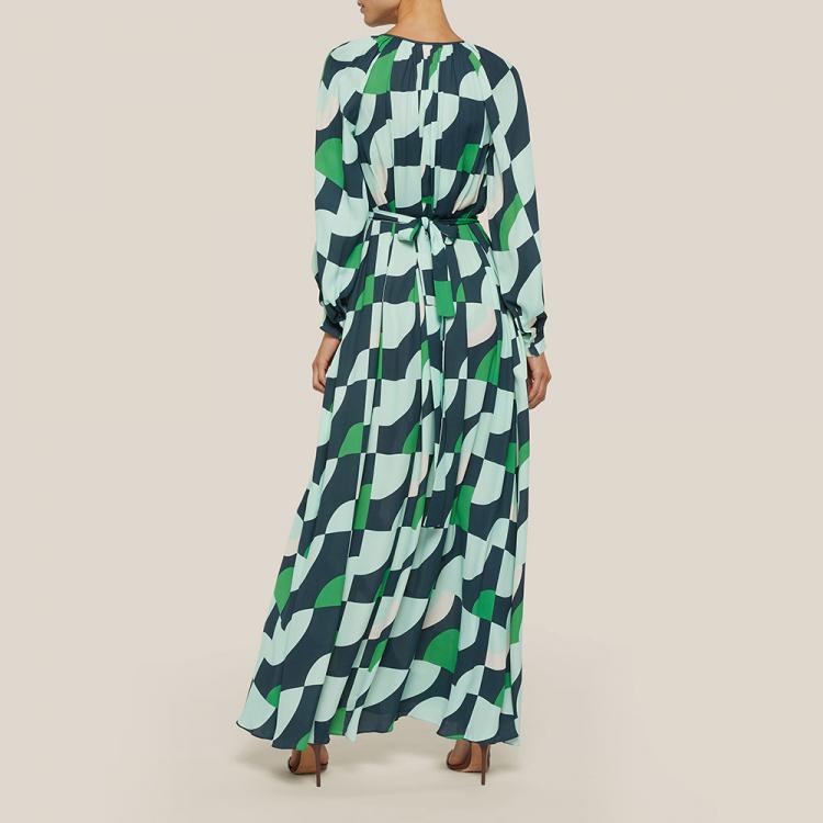 Pre Owned LAYEUR Green Borden Balloon Sleeve Poet Dress FR 46