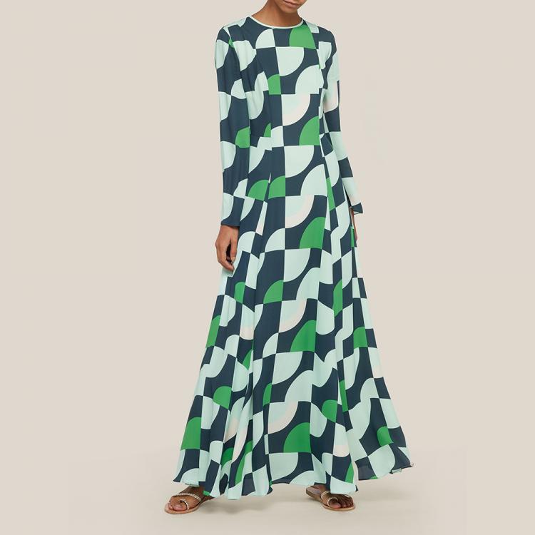 Pre Owned LAYEUR Green Wharton Fit and Flare Maxi Dress FR 34