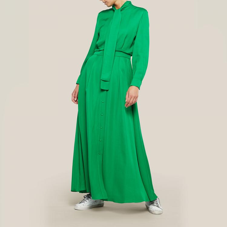 مملوكة مسبقًا LAYEUR Green Whittle Tie-Neck Button Down Maxi Dress FR 36