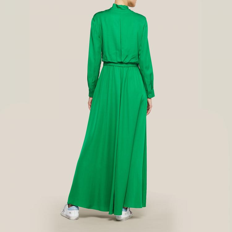Pre Owned LAYEUR Green Whittle Tie-Neck Button Down Maxi Dress FR 44