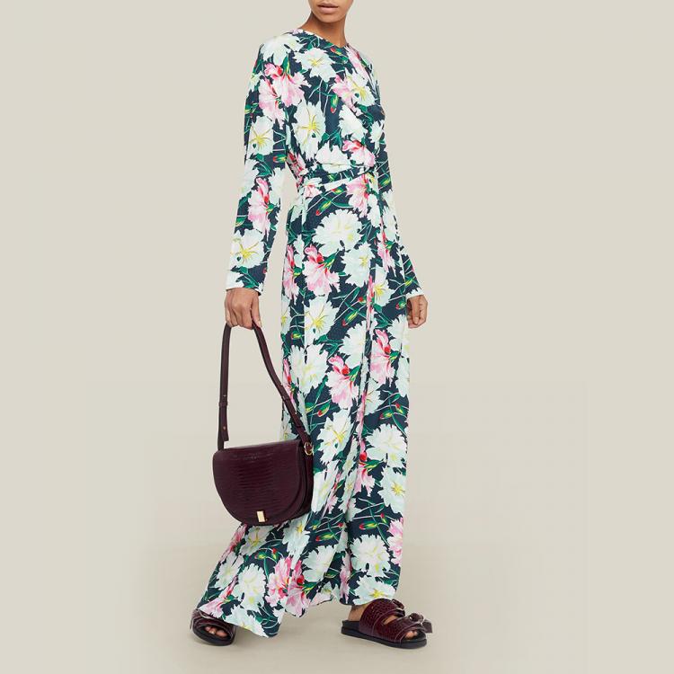 Pre Owned LAYEUR Multicoloured Ruby Floral Print Wrap Maxi Dress FR 42