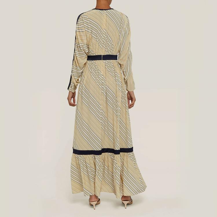 Pre Owned LAYEUR Neutral Amos Ruffled Hem Silk-Blend Dress FR 42