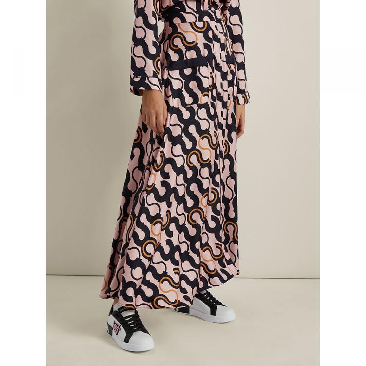 Pre Owned LAYEUR Pink Fitzgerald Button-Down Maxi Skirt FR 48