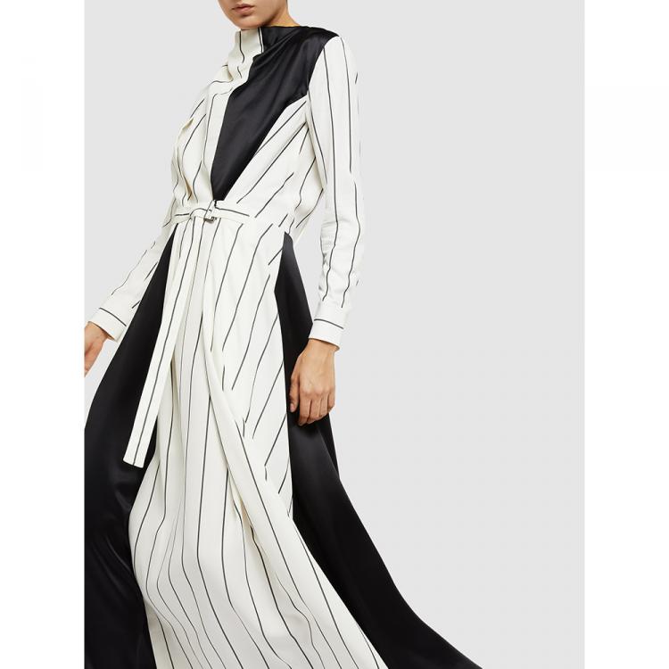 Pre Owned LAYEUR White Bergman Panelled Voile Maxi Dress FR 34