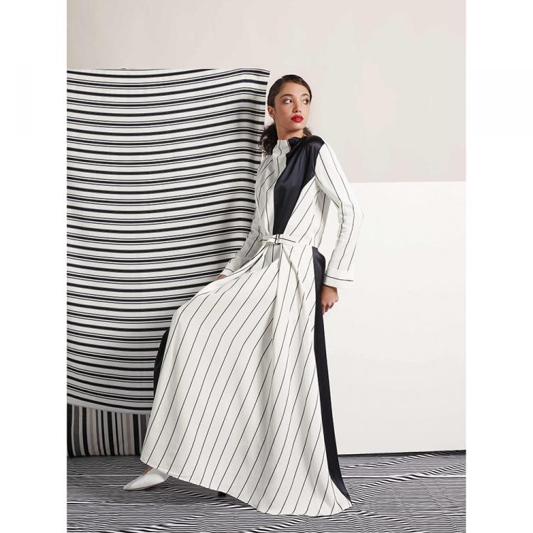 Pre Owned LAYEUR White Bergman Panelled Voile Maxi Dress FR 34