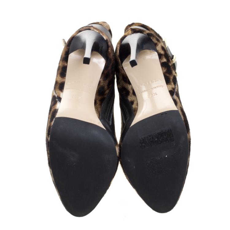 Pre Owned Le Silla Leopard Printed Calf Hair Ankle Boots Size 36.5