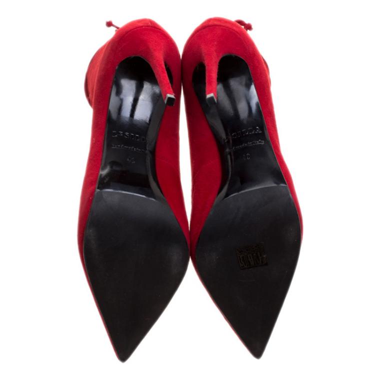Pre Owned Le Silla Red Suede Lace Up Pointed Toe Ankle Boots Size 40