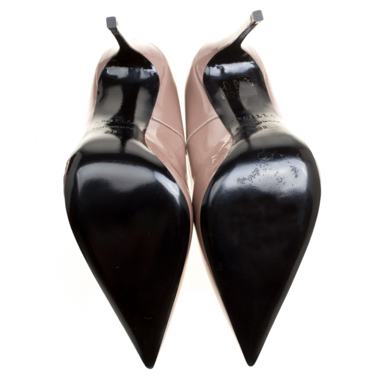 Pre Owned Le Silla Beige Patent Leather Eva Pointed Toe Pumps Size 38