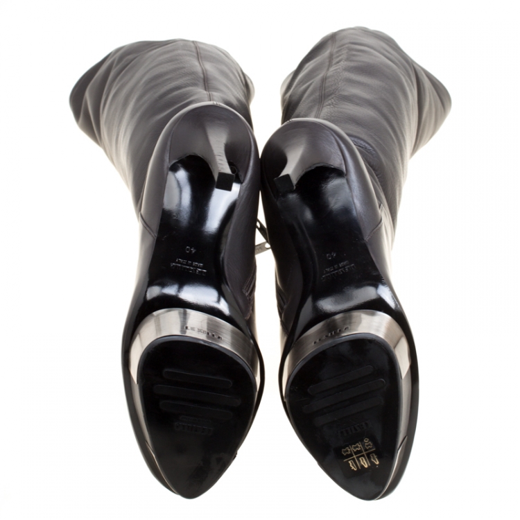 مملوكة مسبقًا Enio Silla for Le Silla Black Leather Platform Knee Boots Size 40