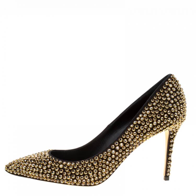 مملوكة مسبقًا Enio Silla For Le Silla Crystal Embellished Pointed Toe Pumps Size 38.5