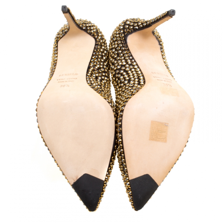 مملوكة مسبقًا Enio Silla For Le Silla Crystal Embellished Pointed Toe Pumps Size 38.5