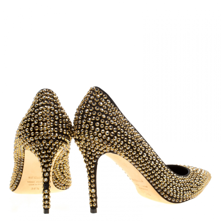 مملوكة مسبقًا Enio Silla For Le Silla Crystal Embellished Pointed Toe Pumps Size 38.5
