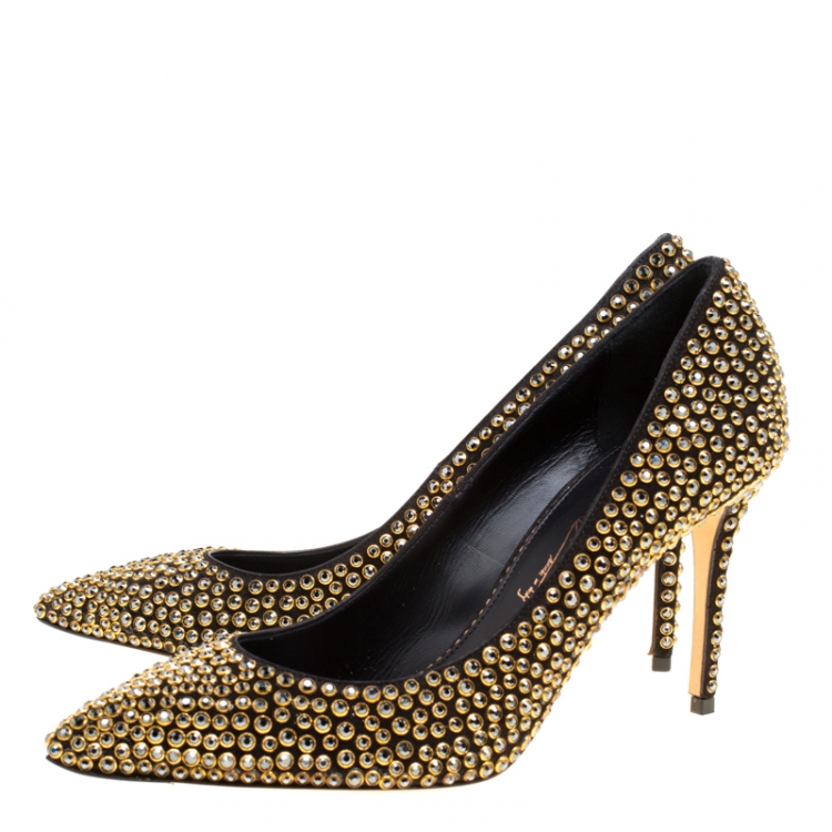 مملوكة مسبقًا Enio Silla For Le Silla Crystal Embellished Pointed Toe Pumps Size 38.5