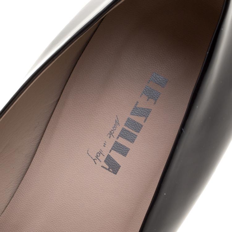 Pre Owned Le Silla Black Patent Leather Gabry Peep Toe Platform Pumps Size 40.5