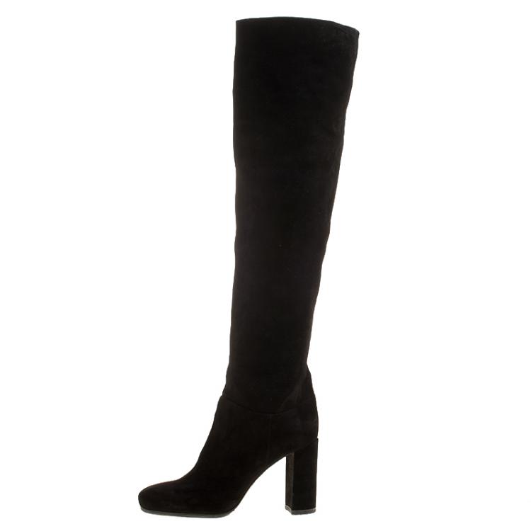 Pre Owned Le Silla Black Suede Over The Knee Boots Size 38