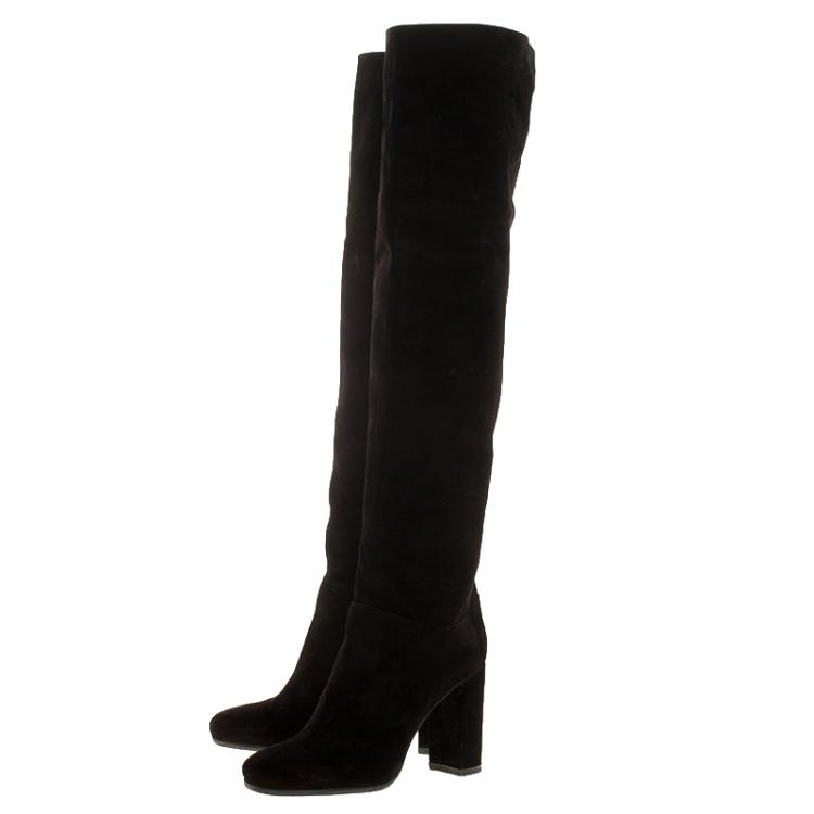 Pre Owned Le Silla Black Suede Over The Knee Boots Size 38