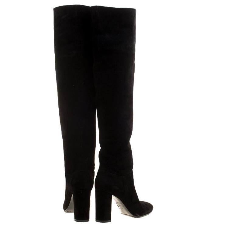 Pre Owned Le Silla Black Suede Over The Knee Boots Size 38