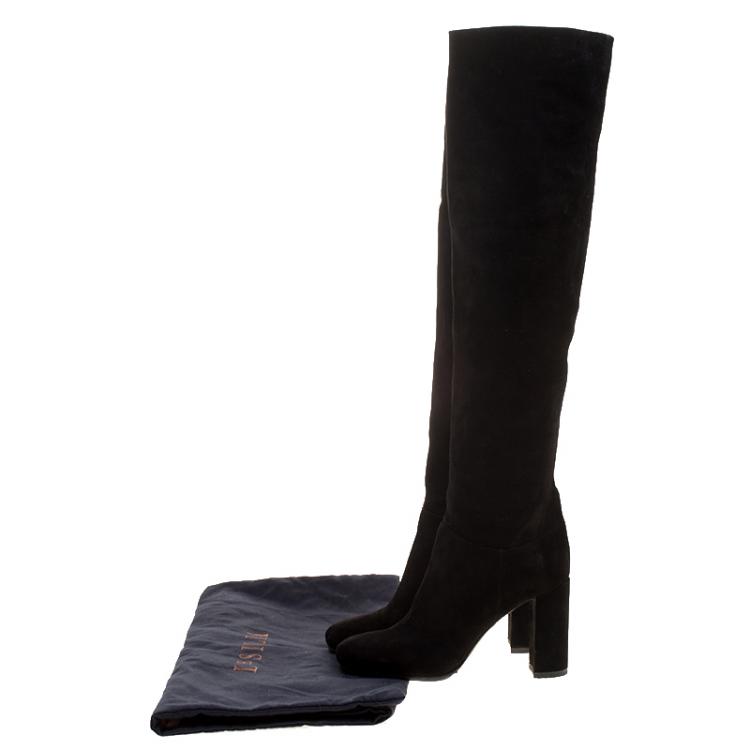 Pre Owned Le Silla Black Suede Over The Knee Boots Size 38