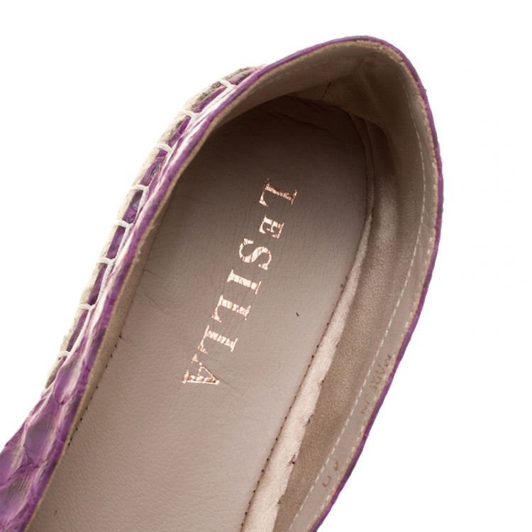 Pre Owned Le Silla Purple Python Leather Flat Espadrille Loafers Size 40 