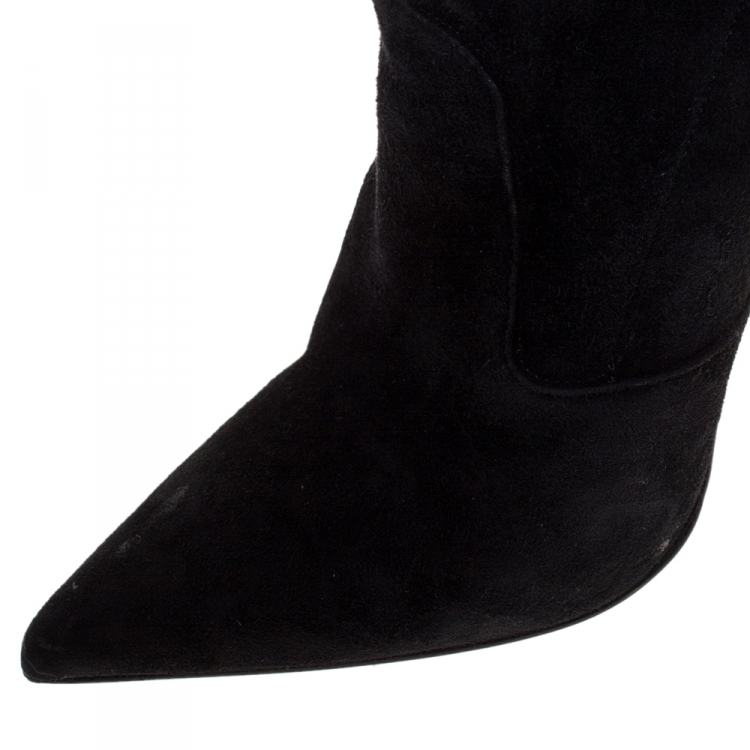 Pre Owned Le Silla Black Suede Over The Knee Pointed Toe Boots Size 40