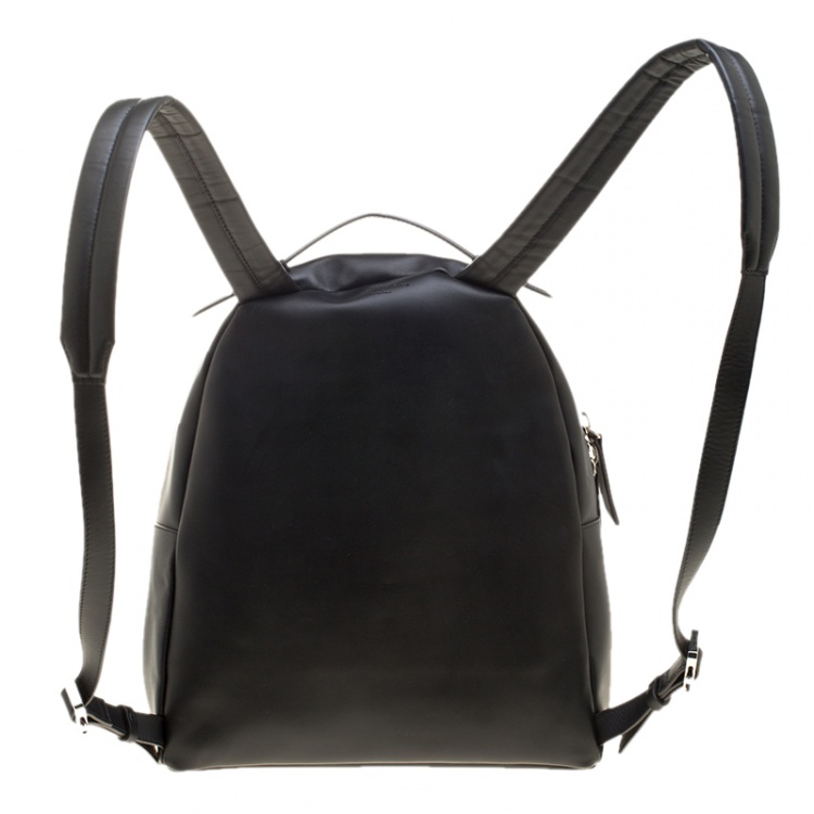 Pre Owned Les Petits Joueurs Black Leather and Fur Mick Eyes Backpack