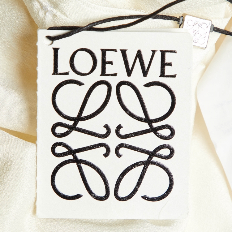 Pre Owned Loewe Cream Floral Patterned Lace Sleeveless Dress S
