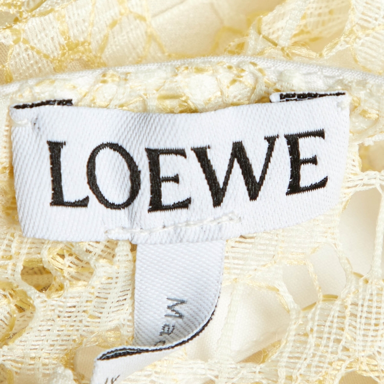 Pre Owned Loewe Cream Floral Patterned Lace Sleeveless Dress S
