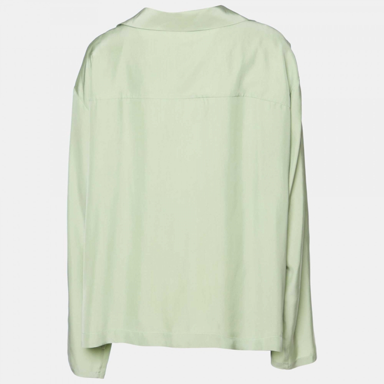 Pre Owned Loewe Pale Green Anagram Silk Pyjama Blouse XXL