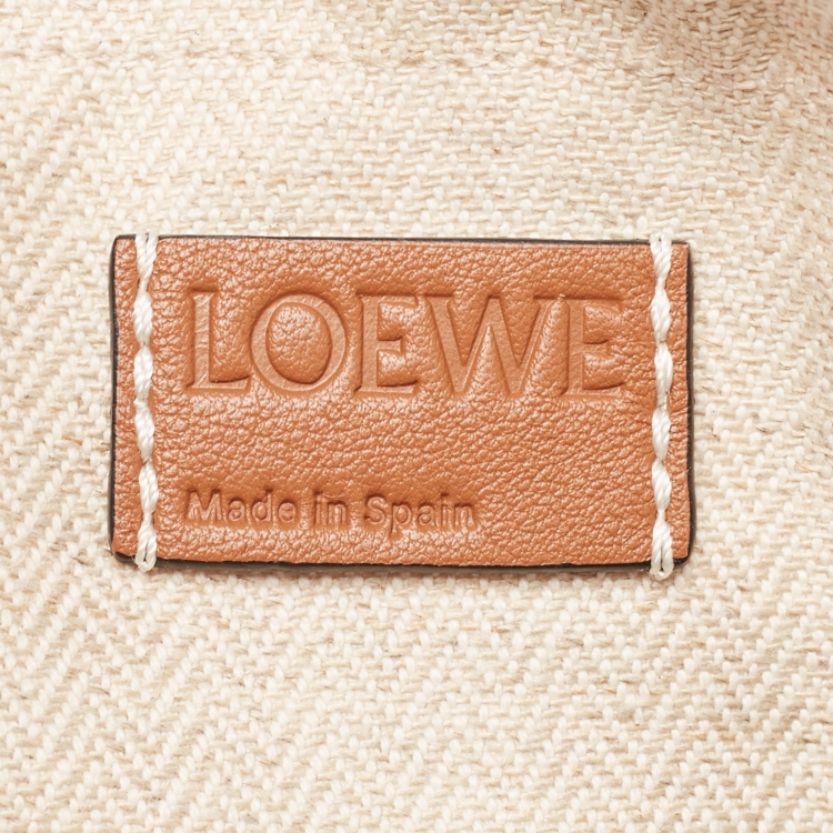 Pre Owned Loewe Brown/Natural Raffia and Leather Mini Basket Shoulder Bag