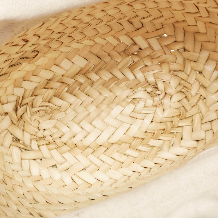 Pre Owned Loewe Brown/Natural Raffia and Leather Mini Basket Shoulder Bag