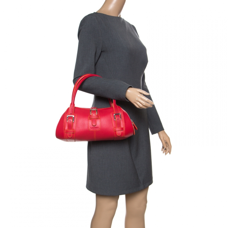 Pre Owned Loewe Red Leather Satchel