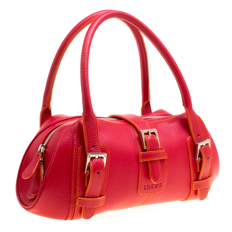 Pre Owned Loewe Red Leather Satchel