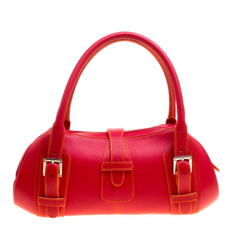Pre Owned Loewe Red Leather Satchel