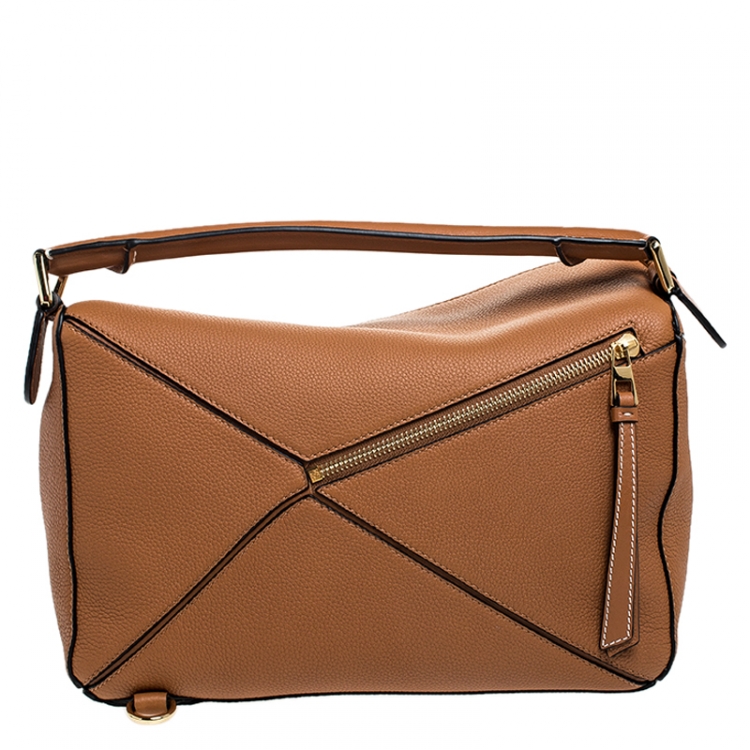 Pre Owned Loewe Tan Leather Medium Puzzle Shoulder Bag