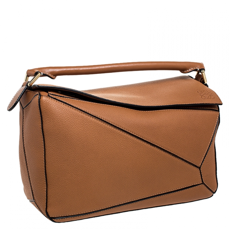 Pre Owned Loewe Tan Leather Medium Puzzle Shoulder Bag