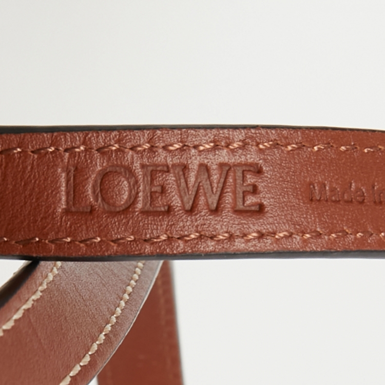 Pre Owned Loewe Beige/Tan Raffia and Leather Small Square Basket Bag