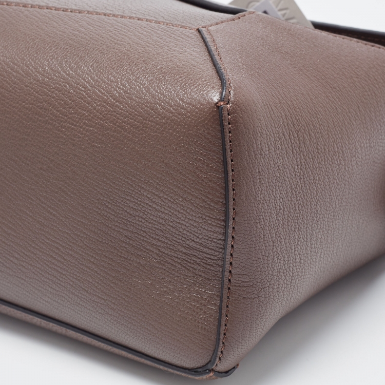 Pre Owned Loewe Dark Brown Leather Small Puzzle Shoulder Bag
