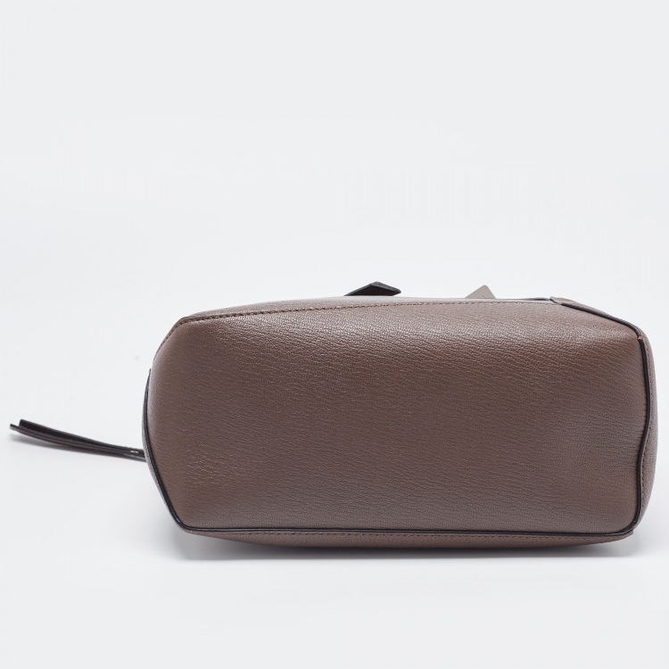 Pre Owned Loewe Dark Brown Leather Small Puzzle Shoulder Bag