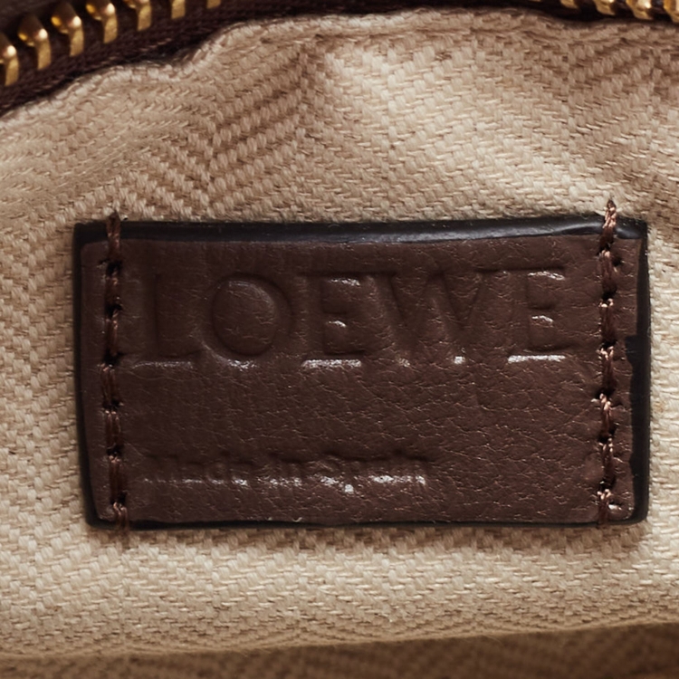 Pre Owned Loewe Dark Brown Leather Small Puzzle Shoulder Bag