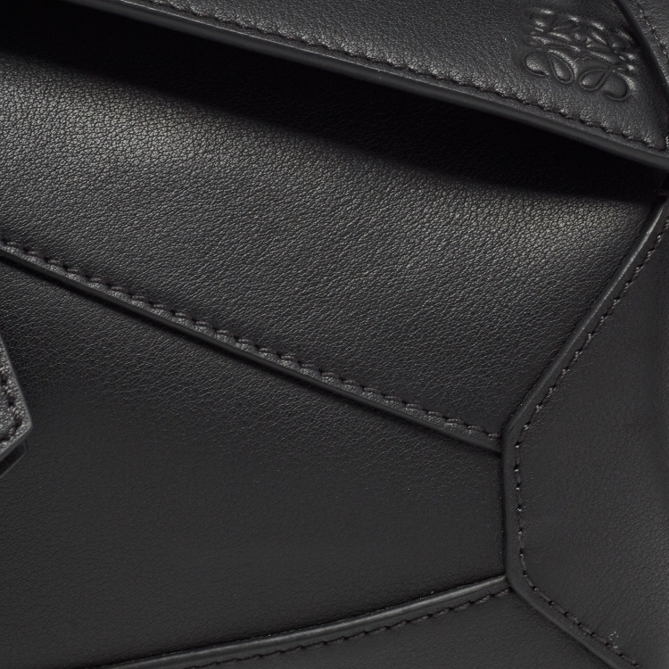 Pre Owned Loewe Black Leather Mini Puzzle Shoulder Bag