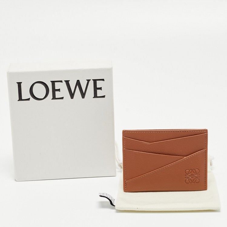 Pre Owned Loewe Brown Leather Puzzle Edge Card Holder