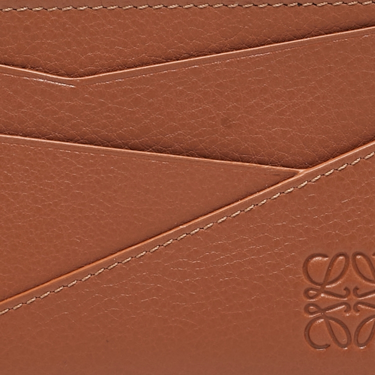 Pre Owned Loewe Brown Leather Puzzle Edge Card Holder