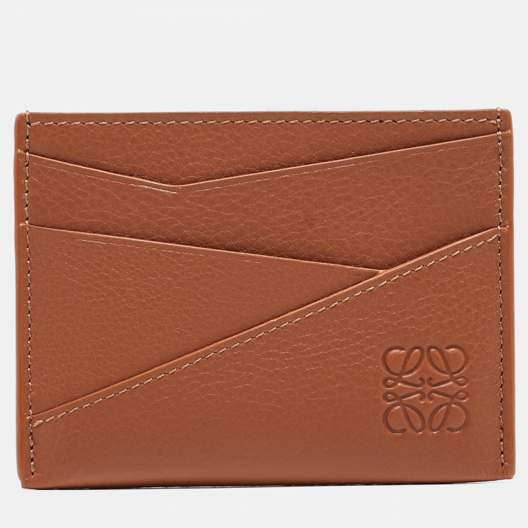 Pre Owned Loewe Brown Leather Puzzle Edge Card Holder
