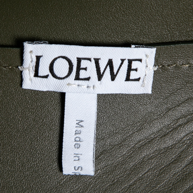 Pre Owned Loewe Pickle Green Leather Obi Waist Belt L